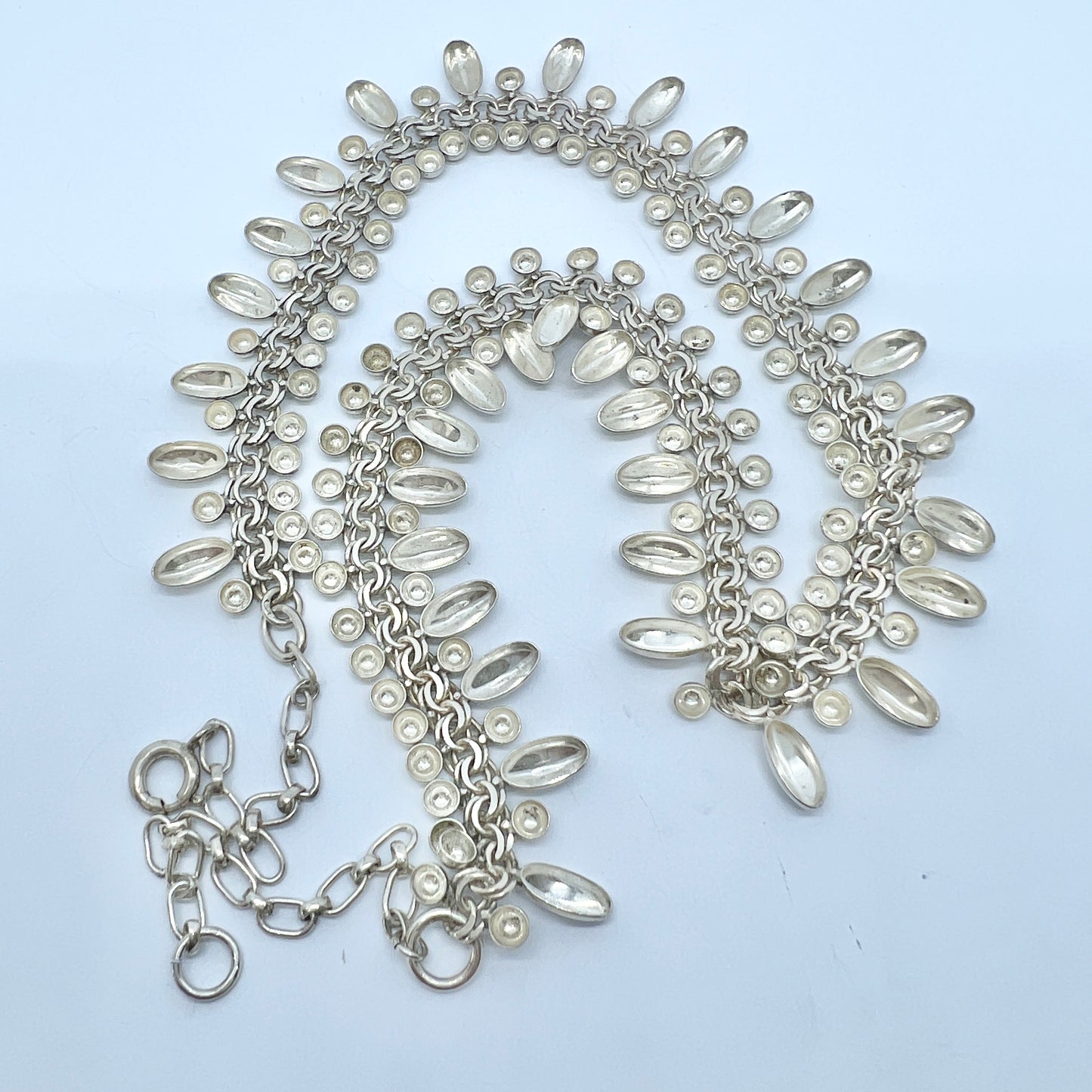 Sweden c 1950s. Vintage Solid Silver Bismarck Pendants Necklace.