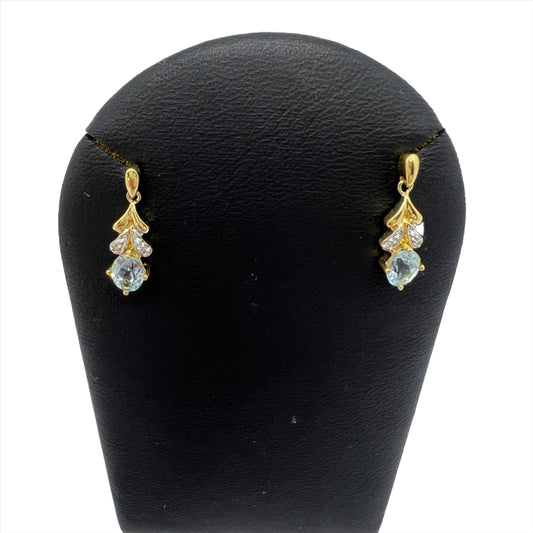 GHA, Sweden. Vintage 18k Gold Diamond Topaz Earrings.