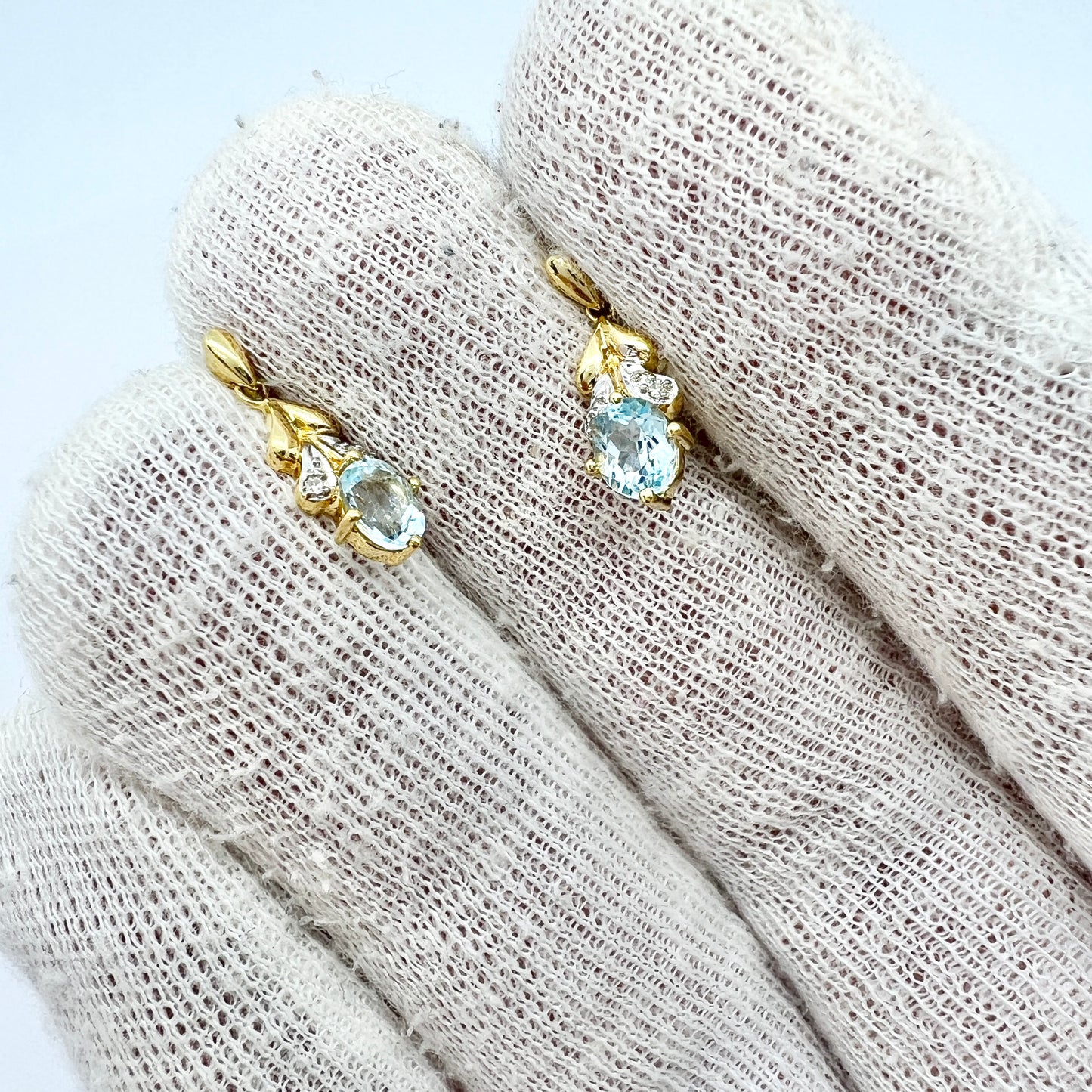 GHA, Sweden. Vintage 18k Gold Diamond Topaz Earrings.