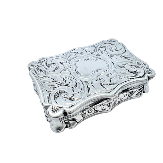 Nathaniel Mills Birmingham 1852. Antique Sterling Silver Vinaigrette Box.