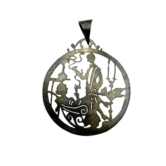 Vintage 1930-40s Solid Silver Silhouette Pendant.