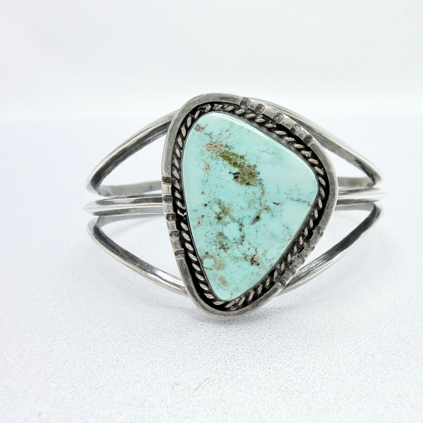 Vintage Sterling Silver Turquoise Cuff Bracelet. Prob Navajo, native American.