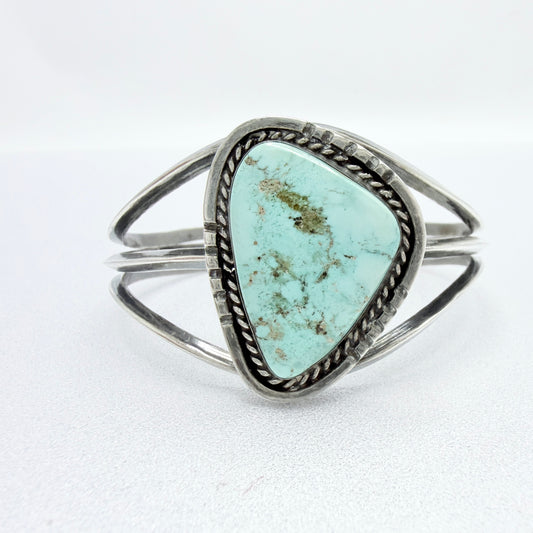 Vintage Sterling Silver Turquoise Cuff Bracelet. Prob Navajo, native American.