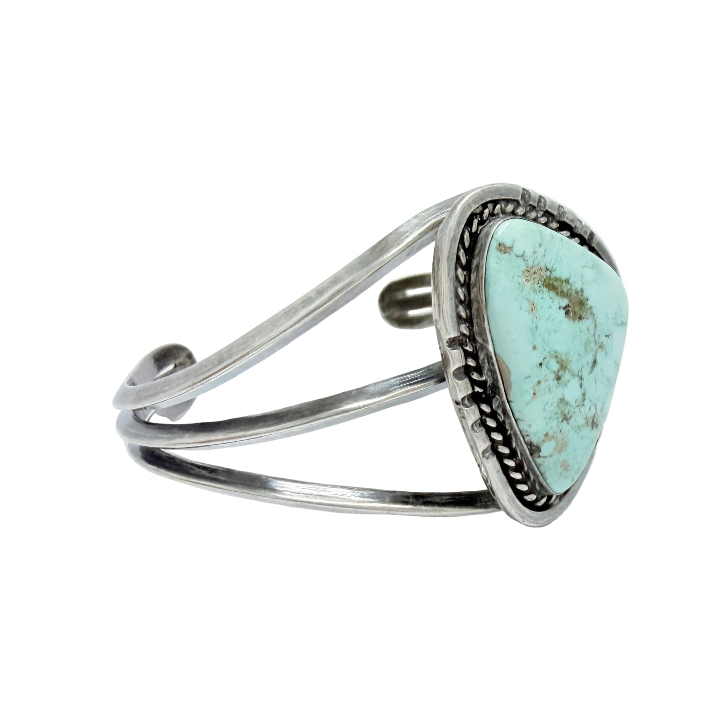 Vintage Sterling Silver Turquoise Cuff Bracelet. Prob Navajo, native American.