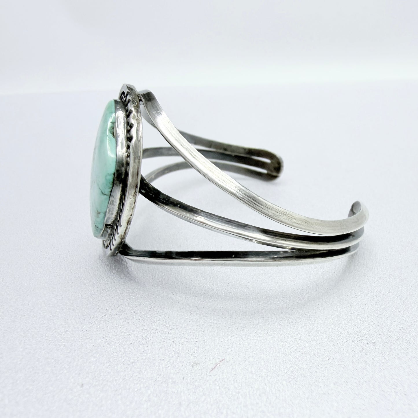 Vintage Sterling Silver Turquoise Cuff Bracelet. Prob Navajo, native American.