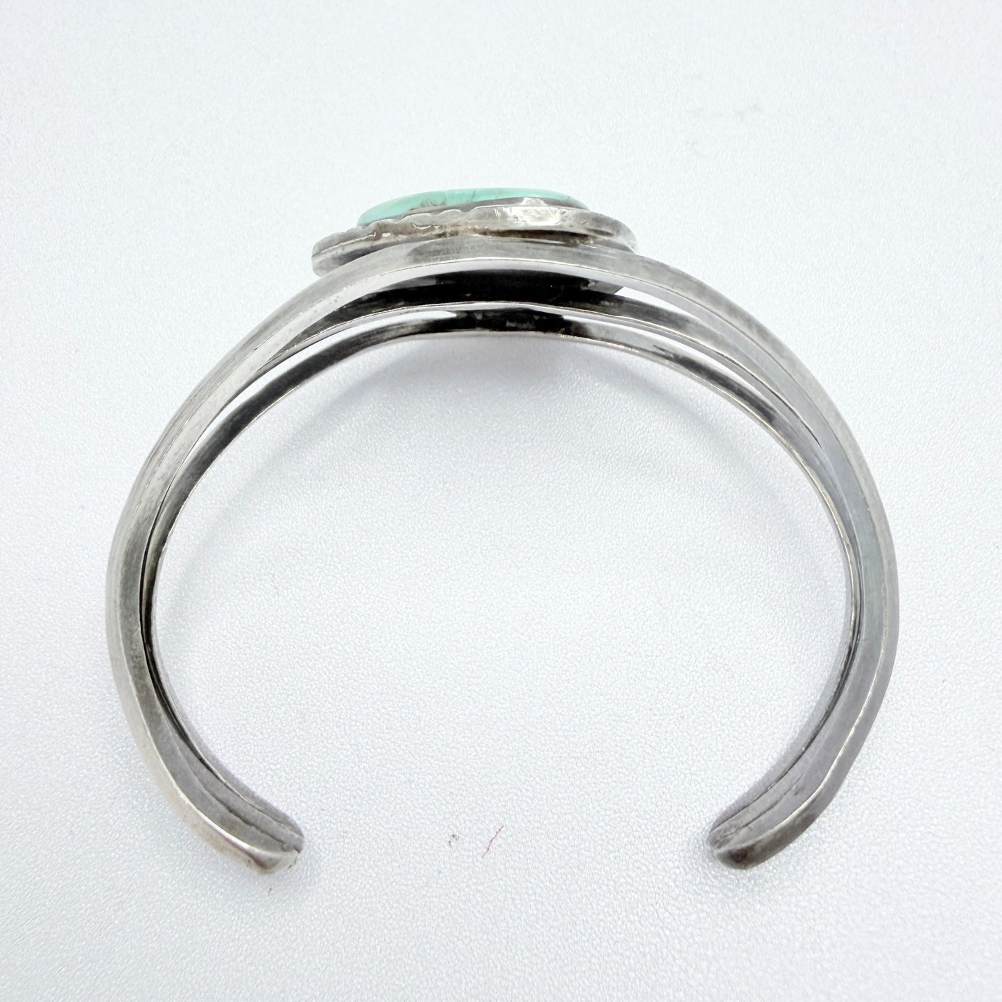 Vintage Sterling Silver Turquoise Cuff Bracelet. Prob Navajo, native American.