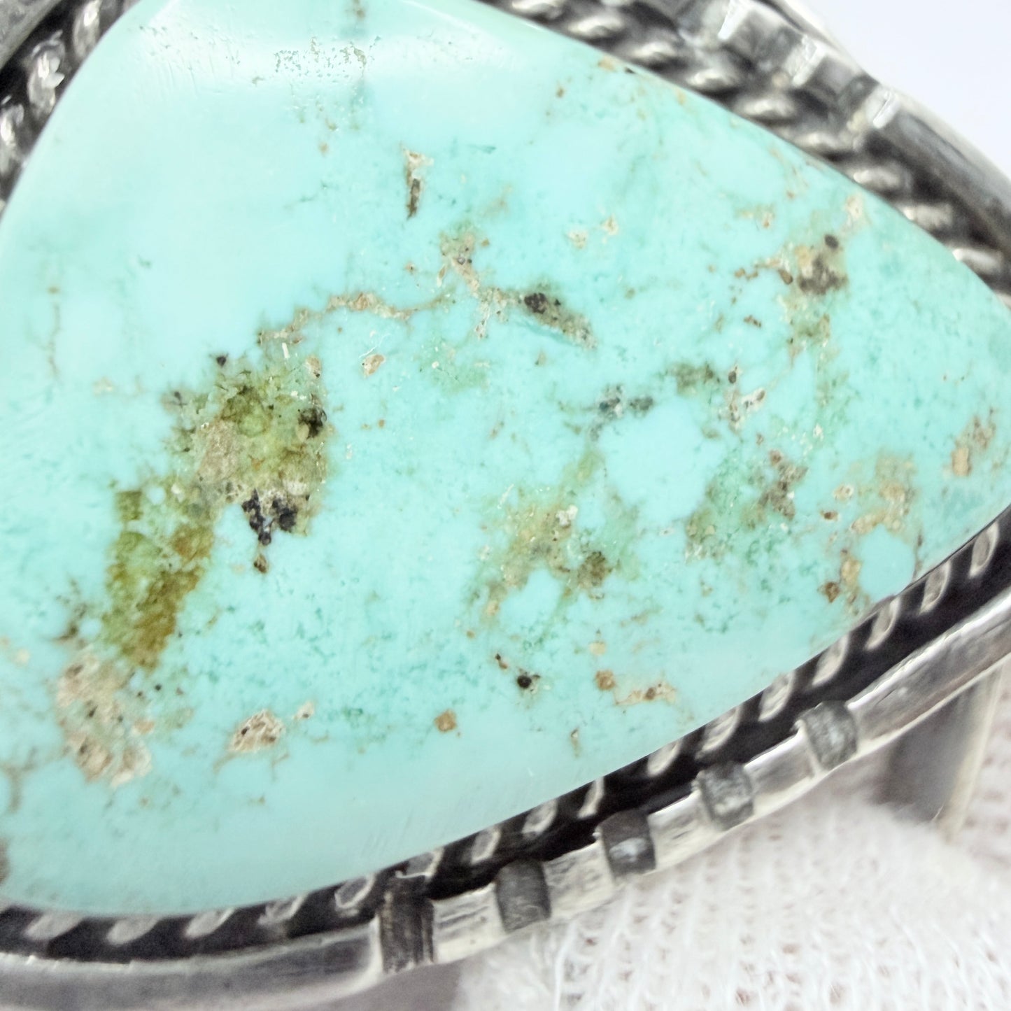 Vintage Sterling Silver Turquoise Cuff Bracelet. Prob Navajo, native American.