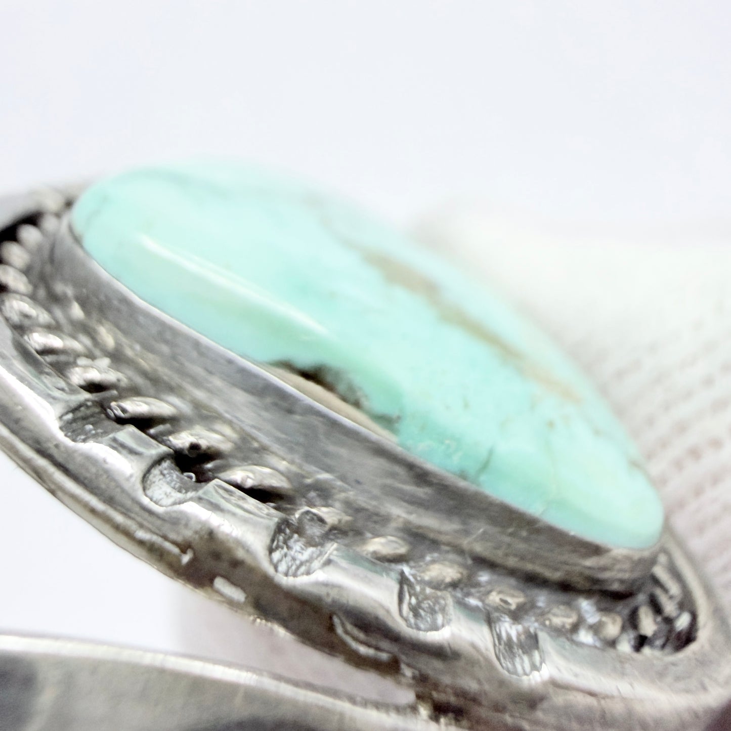Vintage Sterling Silver Turquoise Cuff Bracelet. Prob Navajo, native American.