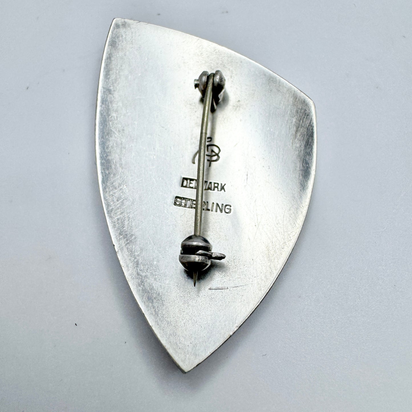 Denmark c 1960s. Vintage Sterling Silver Enamel Brooch.