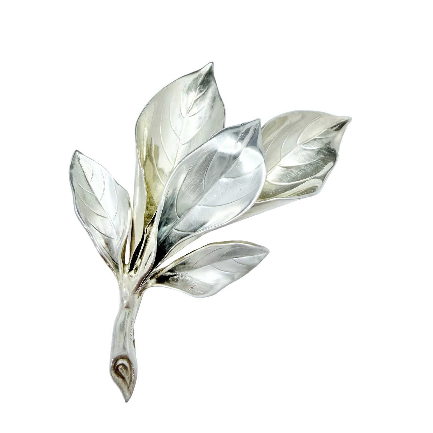 Kaplan, Sweden 1950s. Large Solid Silver Leaf Spray Brooch.