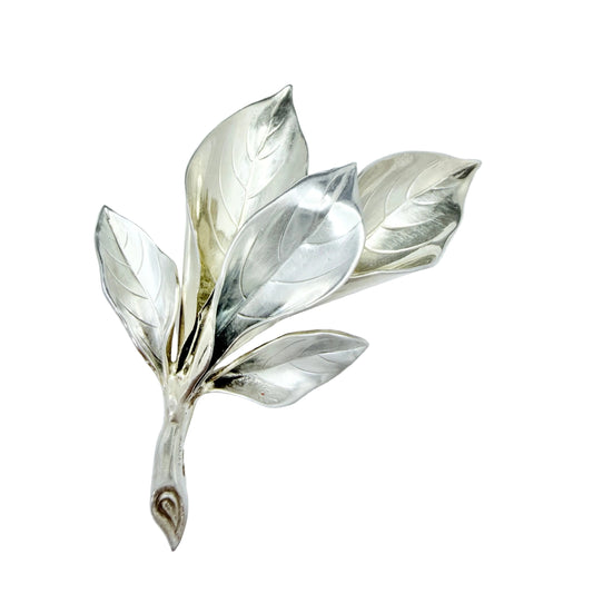Kaplan, Sweden 1950s. Large Solid Silver Leaf Spray Brooch.