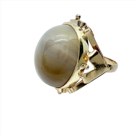 Vintage 14k Gold Banded Agate Ring