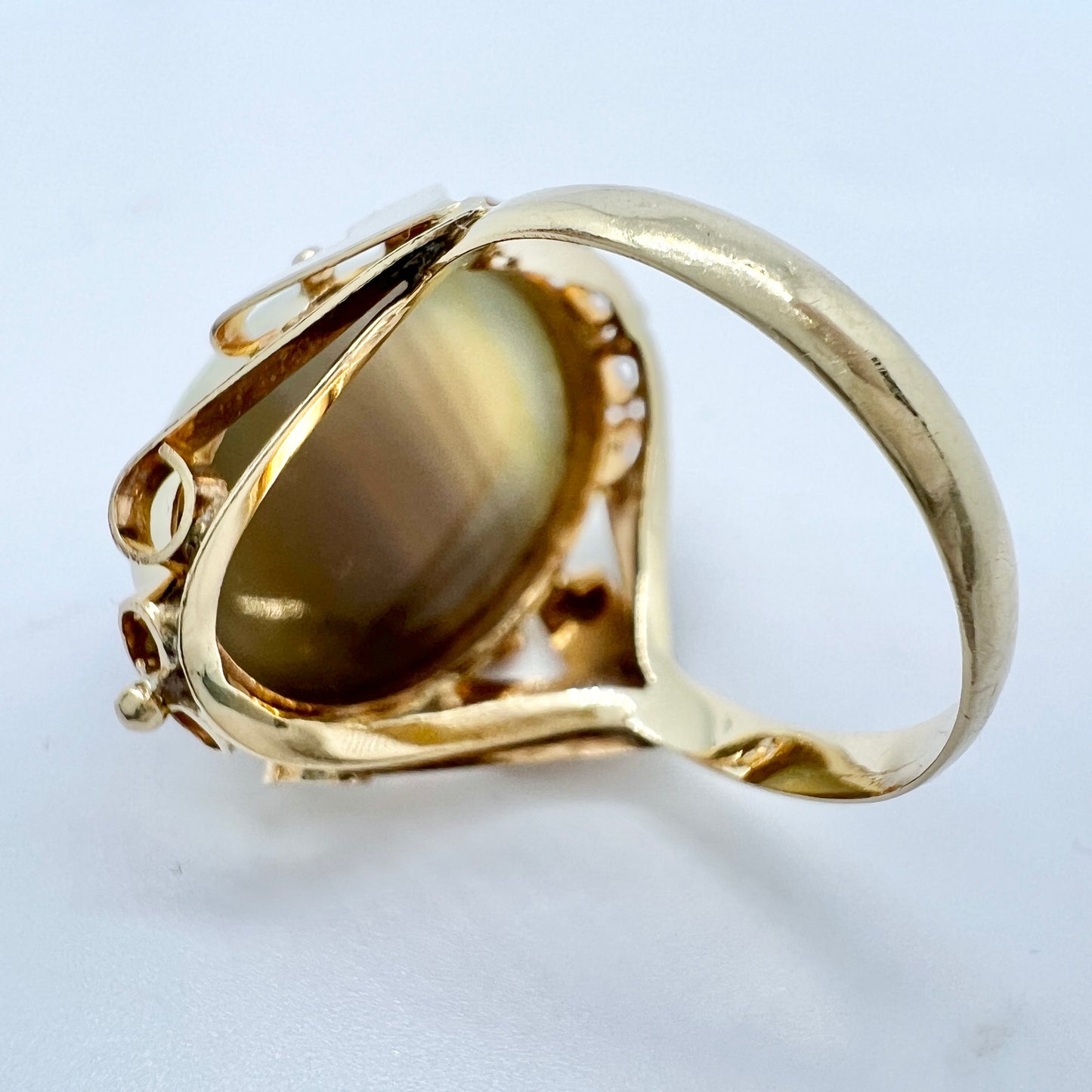 Vintage 14k Gold Banded Agate Ring