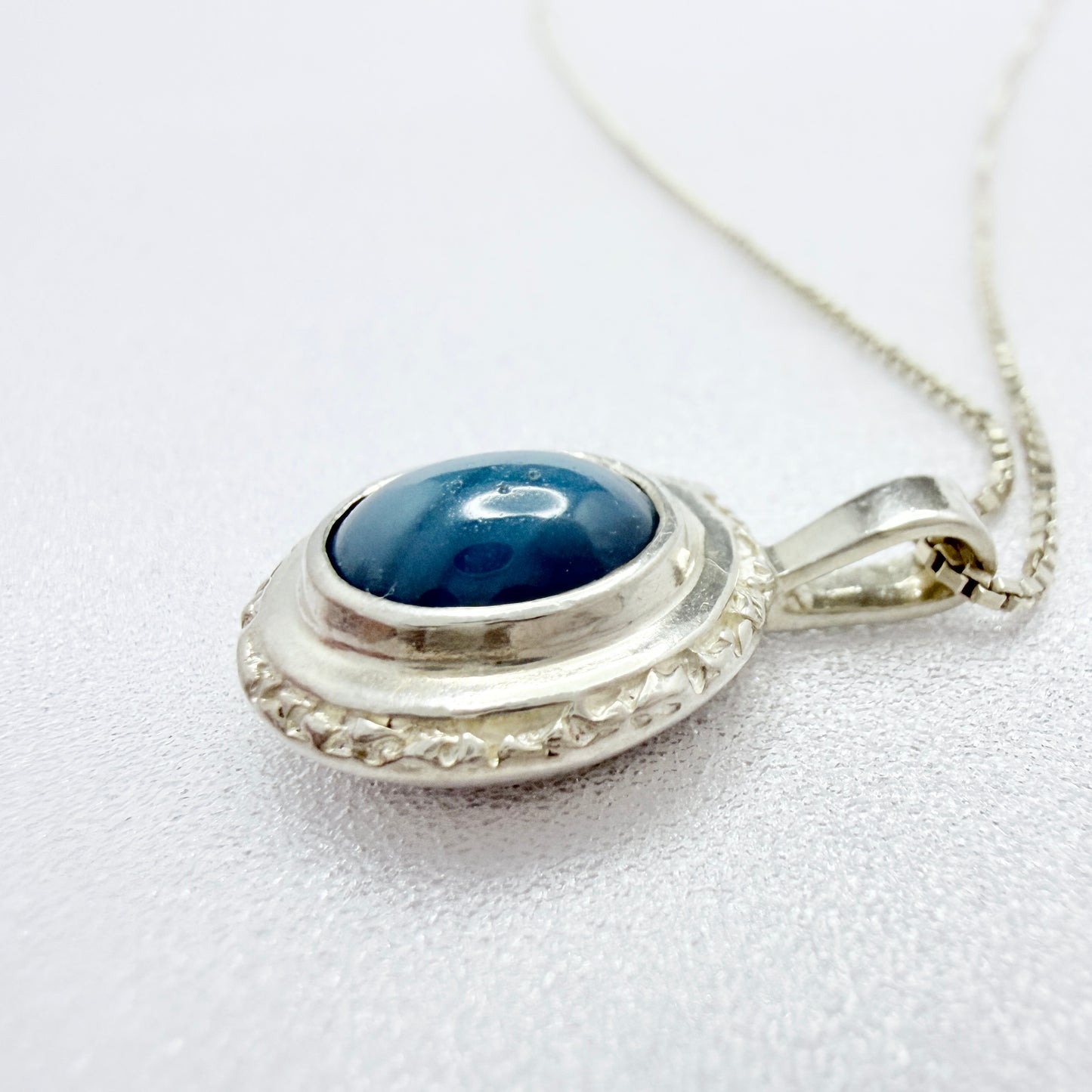 O Nordström, Sweden. Vintage 1970-80s. Sterling Silver Bergslagen-stone Pendant Necklace.