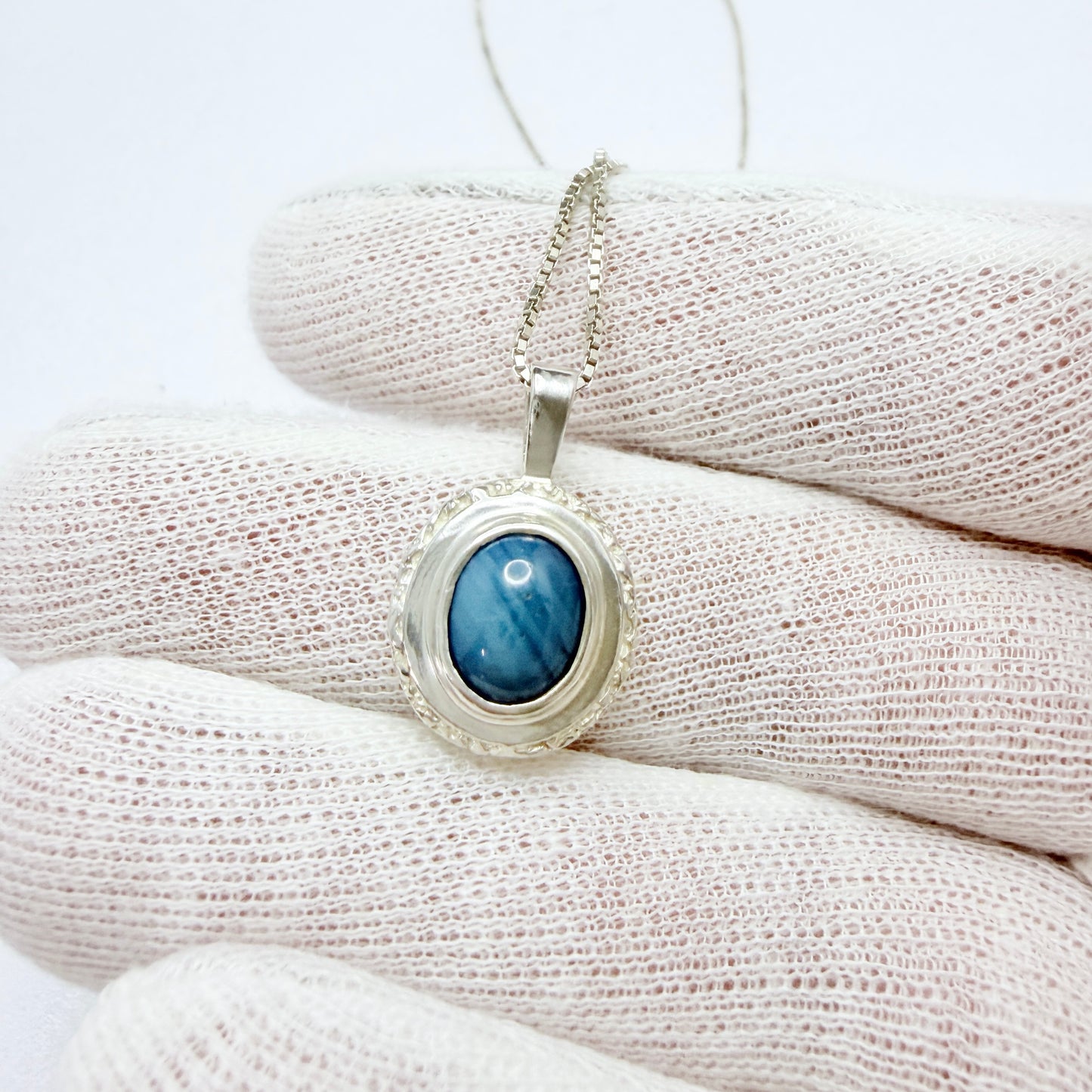 O Nordström, Sweden. Vintage 1970-80s. Sterling Silver Bergslagen-stone Pendant Necklace.