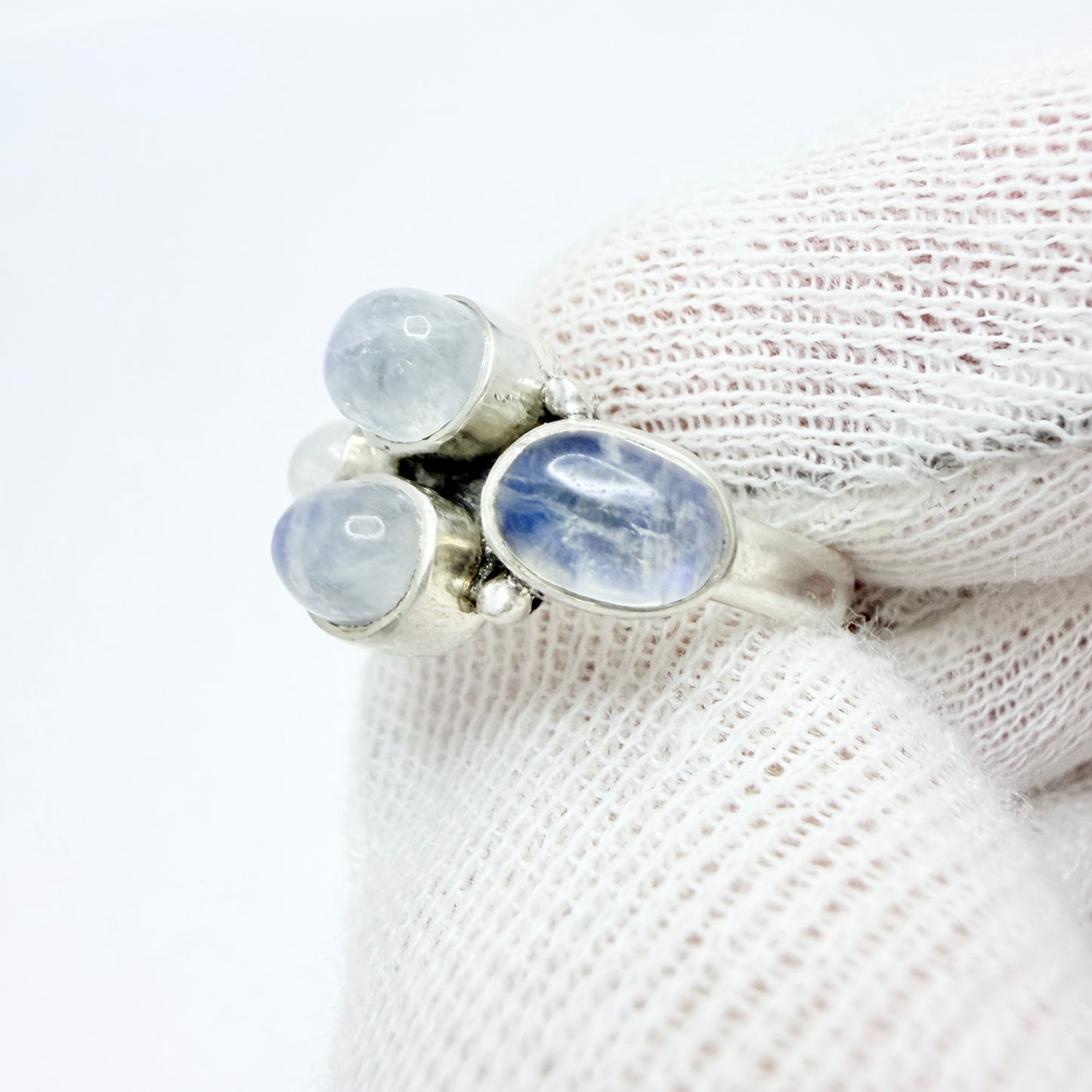 Guldfynd, Sweden. Vintage Sterling Silver Rainbow Moonstone Ring.