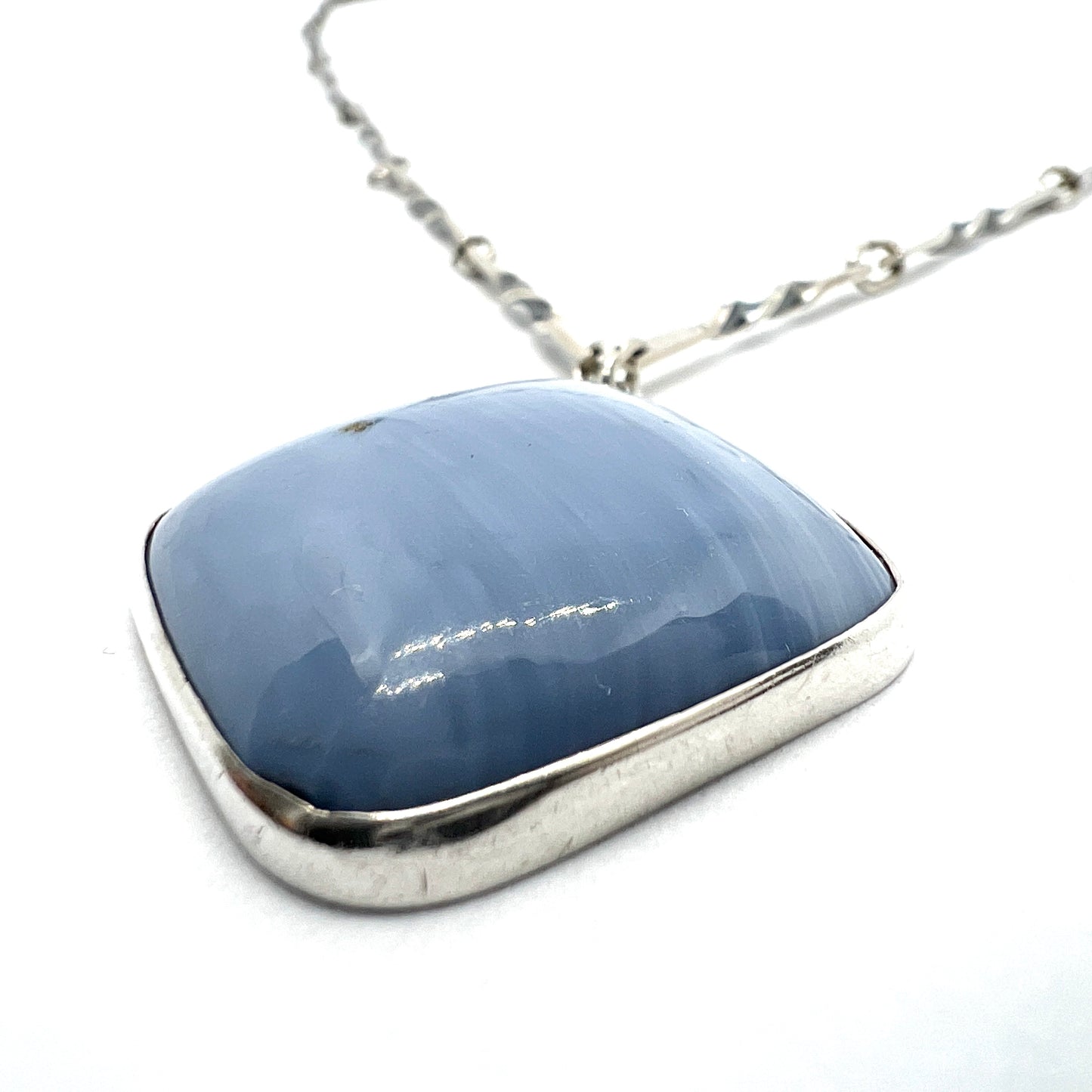 Sweden c 1960s. Solid Silver Bergslagen-stone Pendant Necklace.