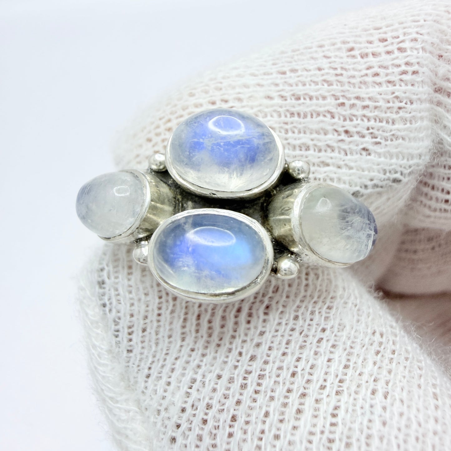 Guldfynd, Sweden. Vintage Sterling Silver Rainbow Moonstone Ring.