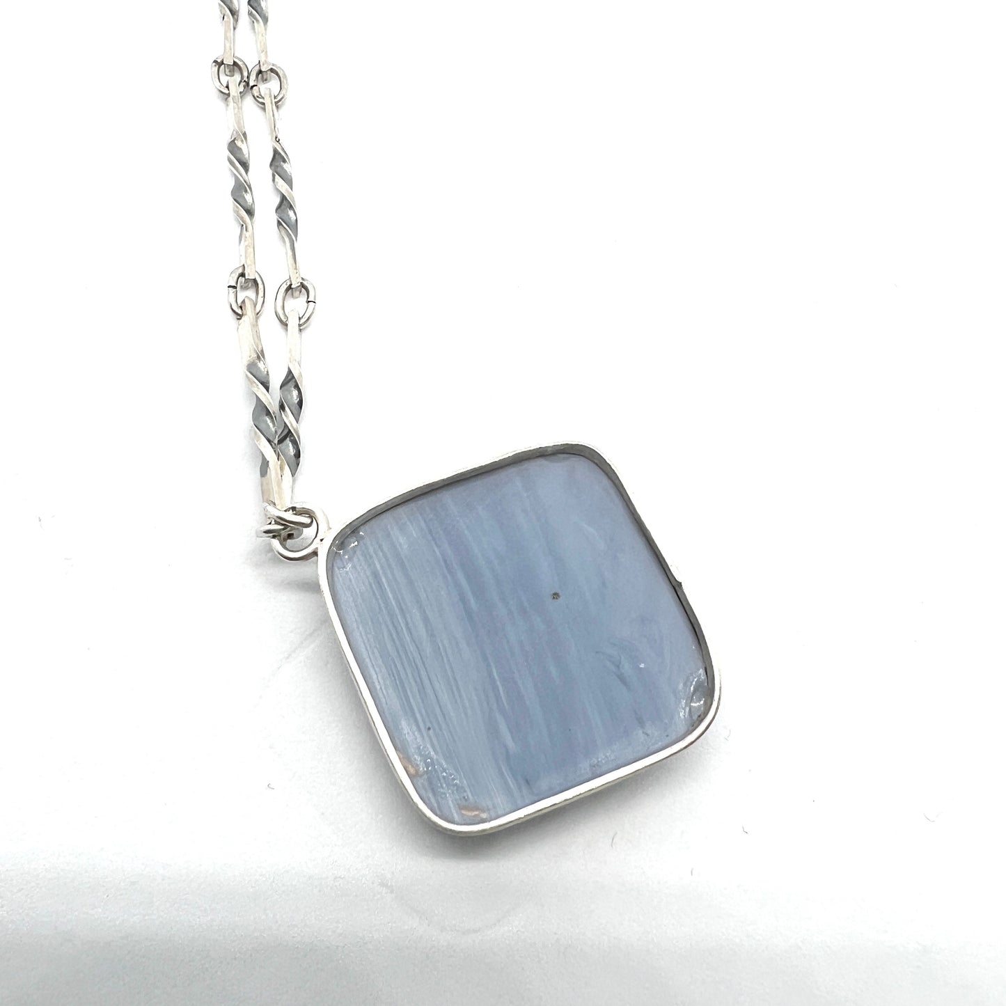 Sweden c 1960s. Solid Silver Bergslagen-stone Pendant Necklace.