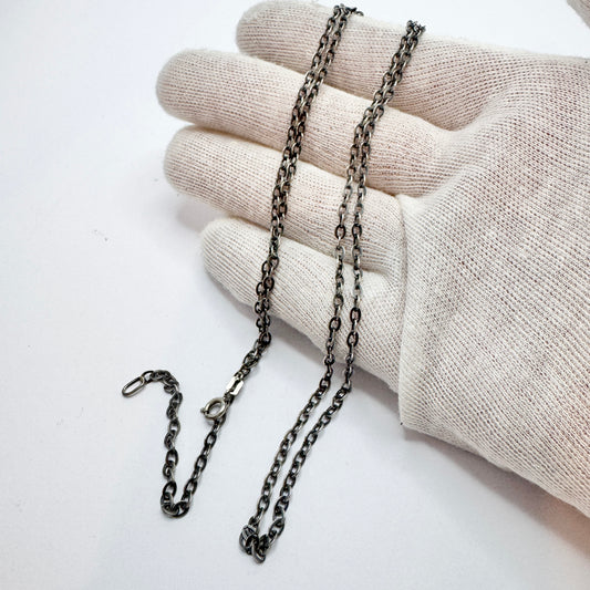 Vintage 1940-50s. Solid Silver 69cm Chain Necklace.