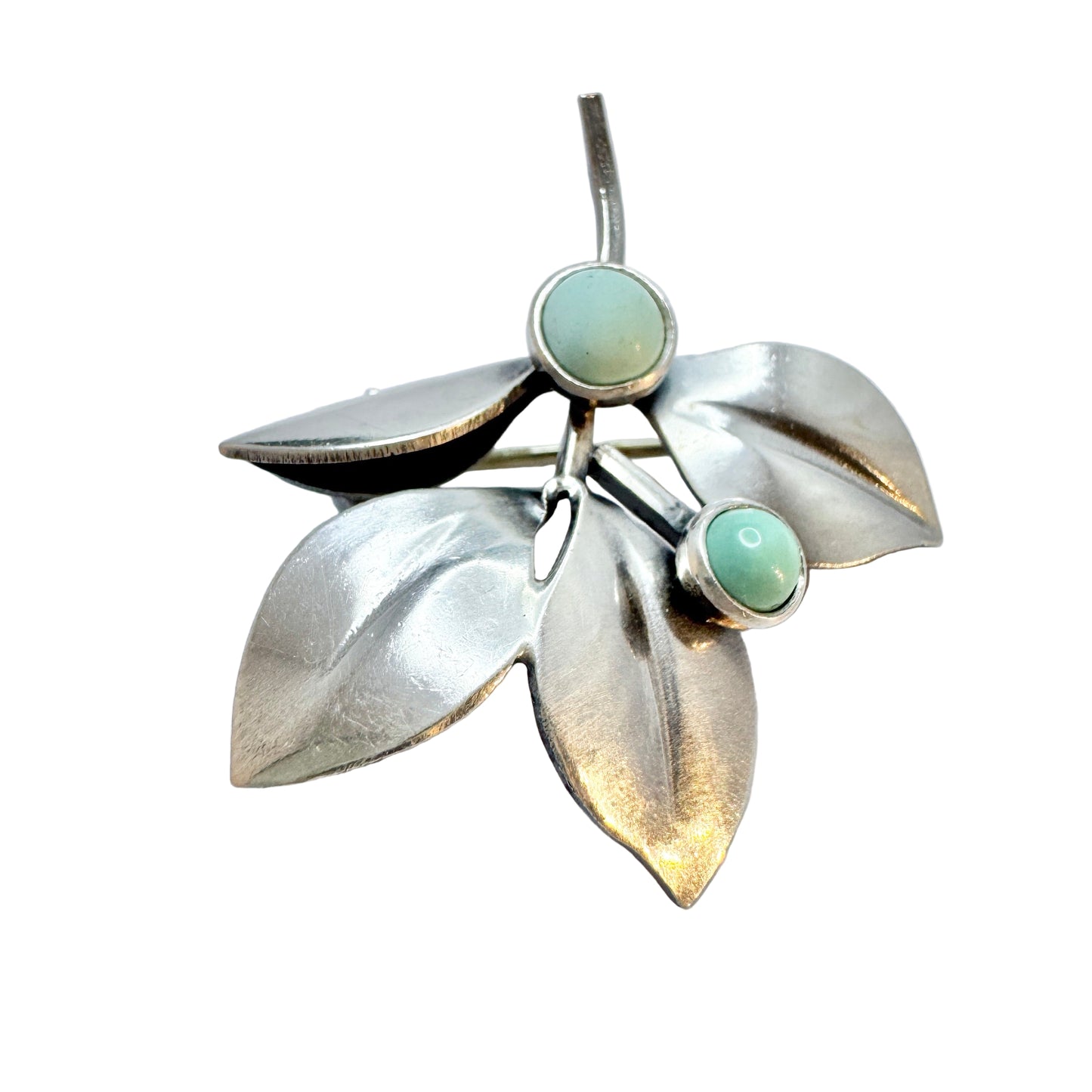 Gertrud Engel for Michelsen, Sweden 1954. Vintage Sterling Silver Turquoise Brooch.