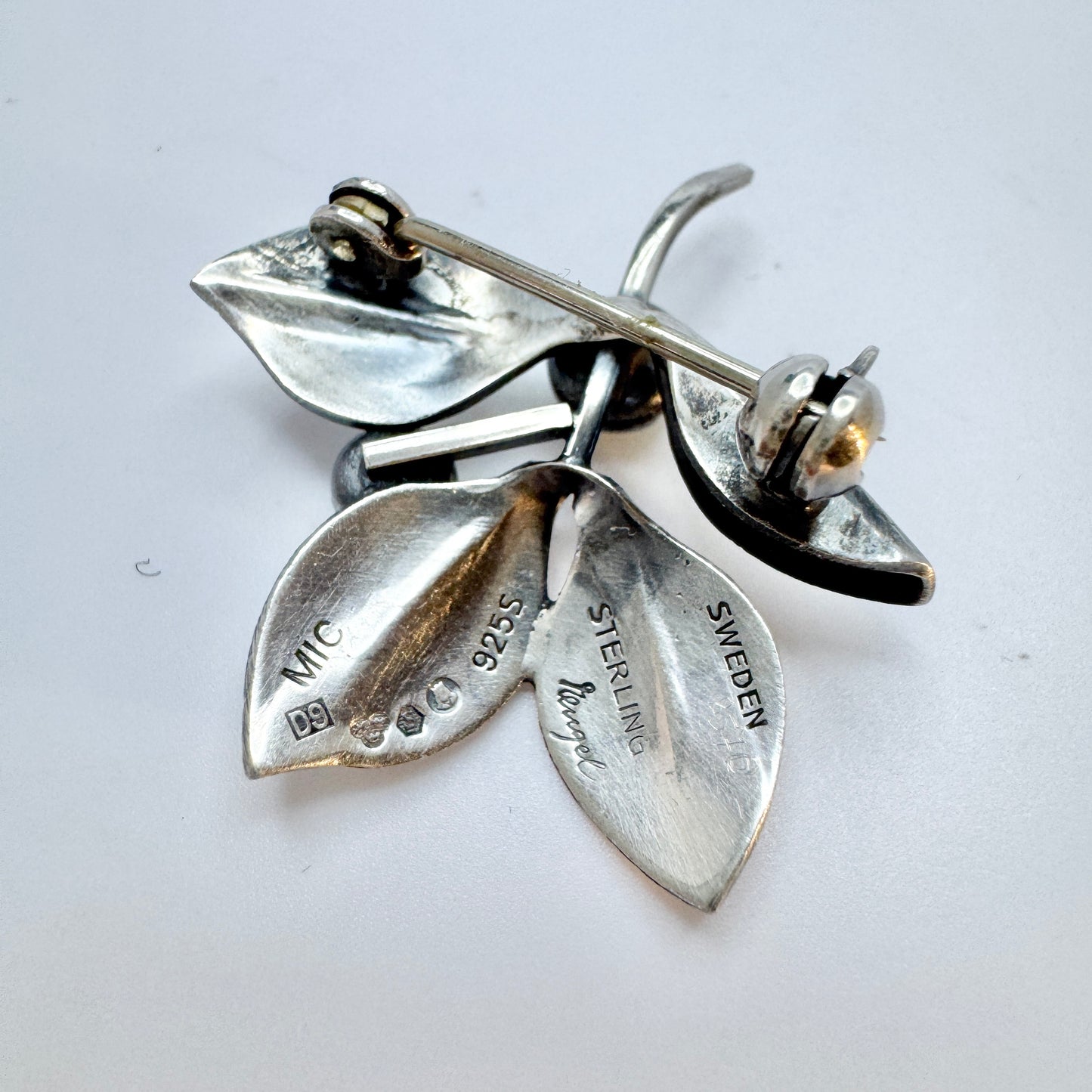 Gertrud Engel for Michelsen, Sweden 1954. Vintage Sterling Silver Turquoise Brooch.