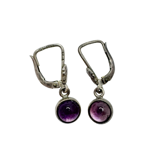 Sweden 1962. Vintage Solid Silver Amethyst Earrings.