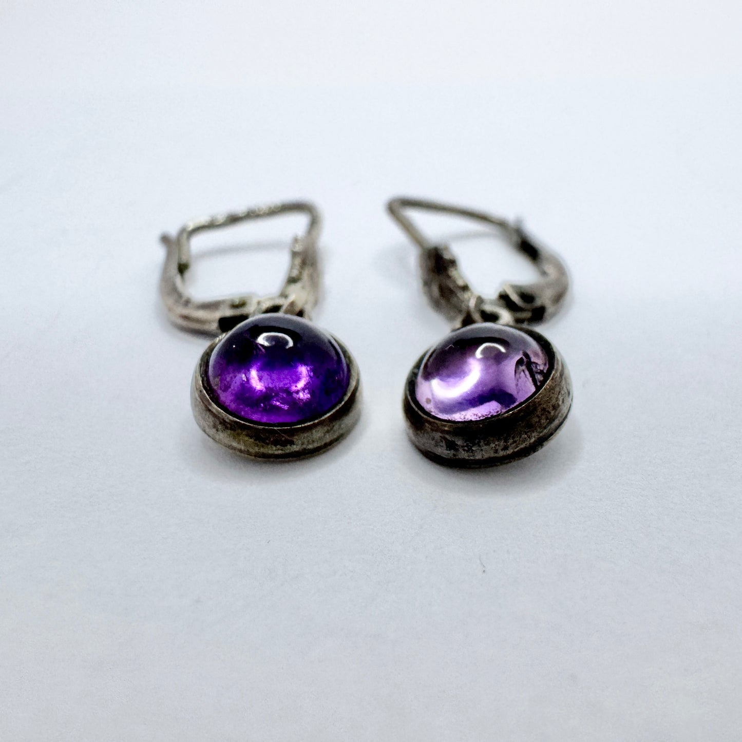 Sweden 1962. Vintage Solid Silver Amethyst Earrings.