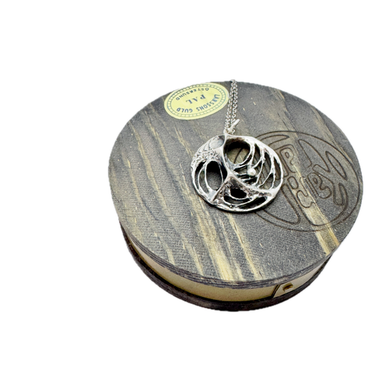 Sten & Laine, Finland 1973 Vintage Sterling Silver Spider-web Pendant Necklace