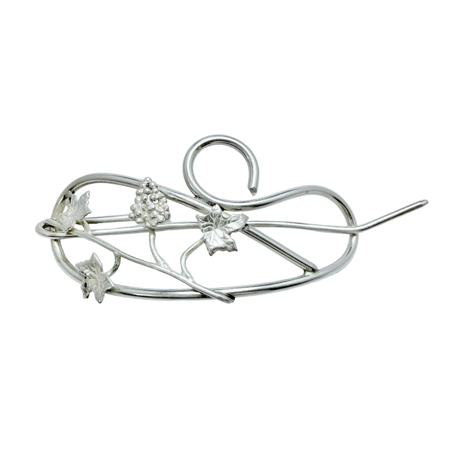 Guld og Sølv Design, Denmark 1970s. Large Sterling Silver Grapevine Hair Jewelry.