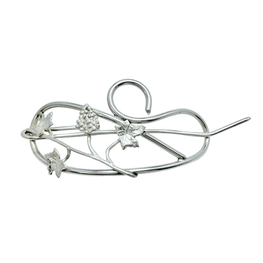 Guld og Sølv Design, Denmark 1970s. Large Sterling Silver G rapevine Hair Jewelry.