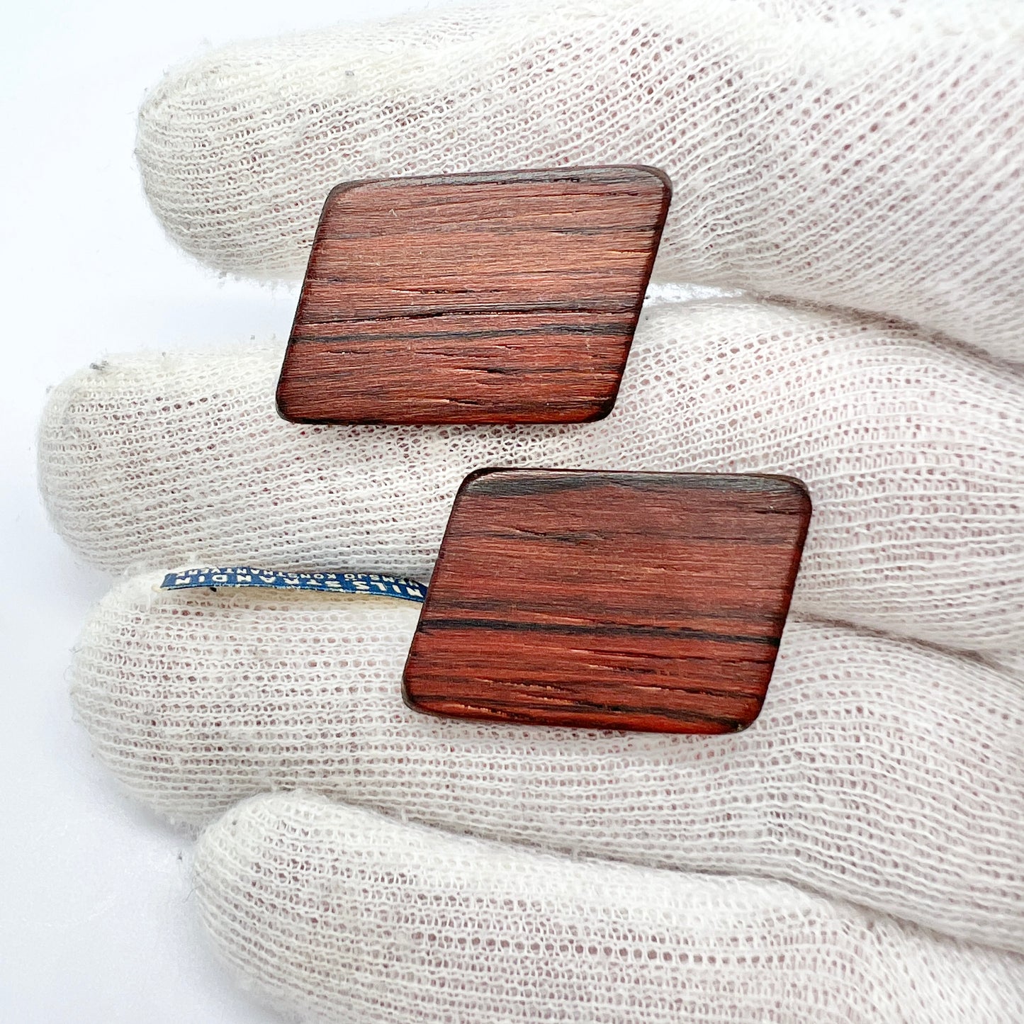 Nils Strandin, Sweden 1950-60s. Vintage Teak Cufflinks