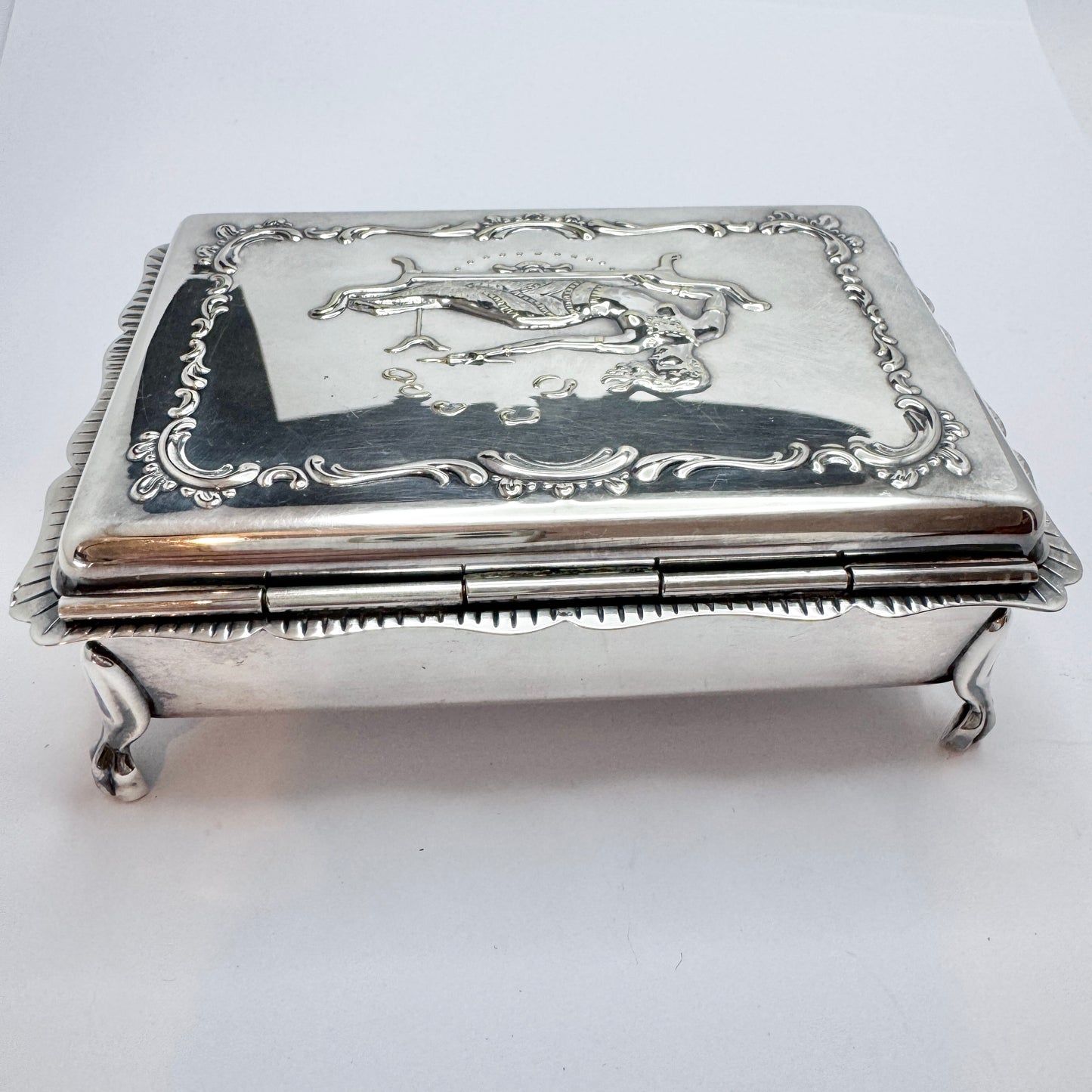 Early 1900s. Silver-plated Jewelry / Cigarette Box Casket.