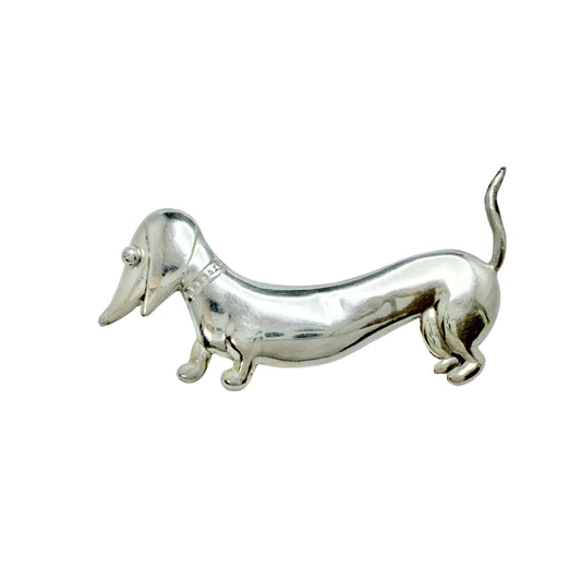 Horacio De La Parra, Mexico. Vintage Sterling Silver Dachshund Brooch.