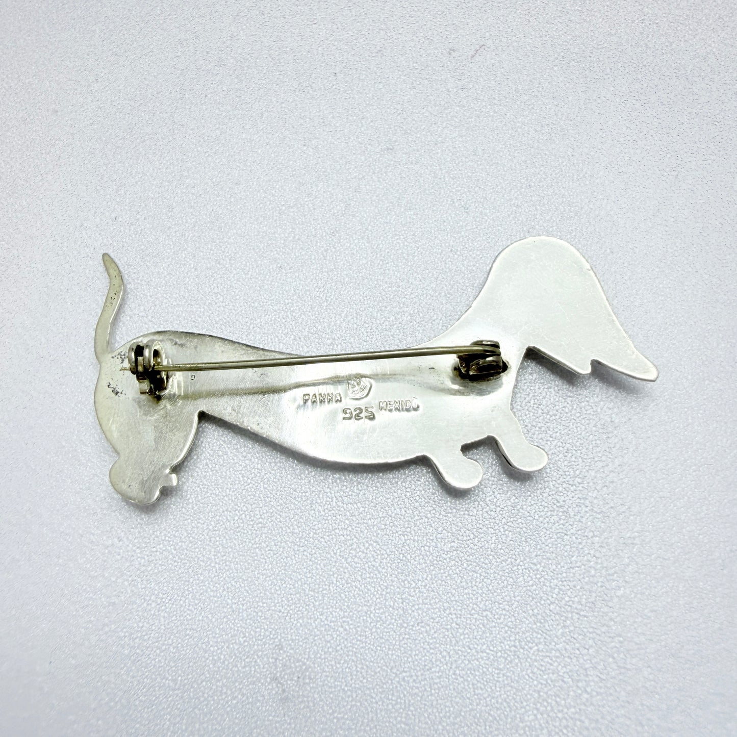 Horacio De La Parra, Mexico. Vintage Sterling Silver Dachshund Brooch.