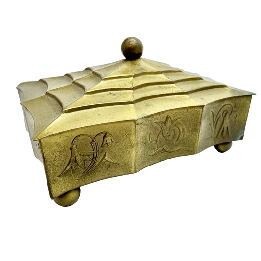 Art Deco Yellow Metal Jewelry Box.
