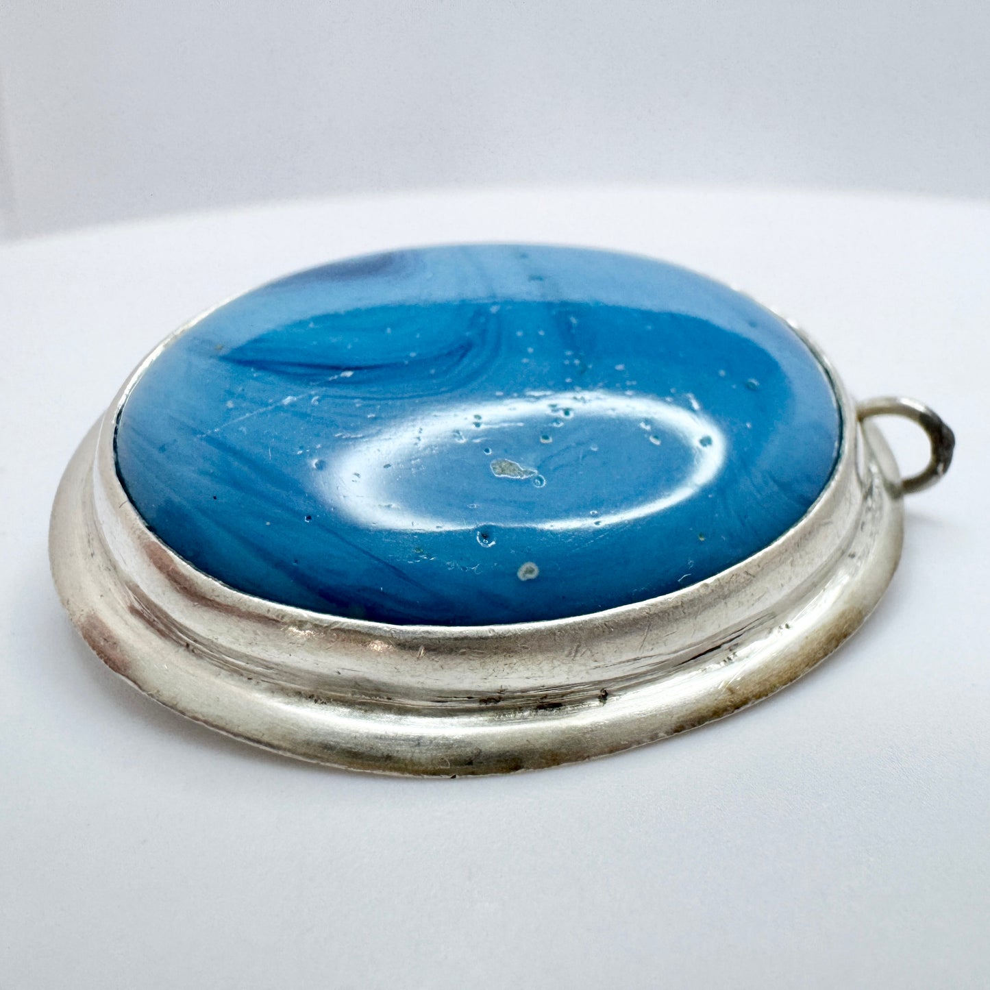 Anna Greta Mossbäck, Sweden 1964. Vintage Sterling Silver Bergslagen-stone Brooch Pendant.