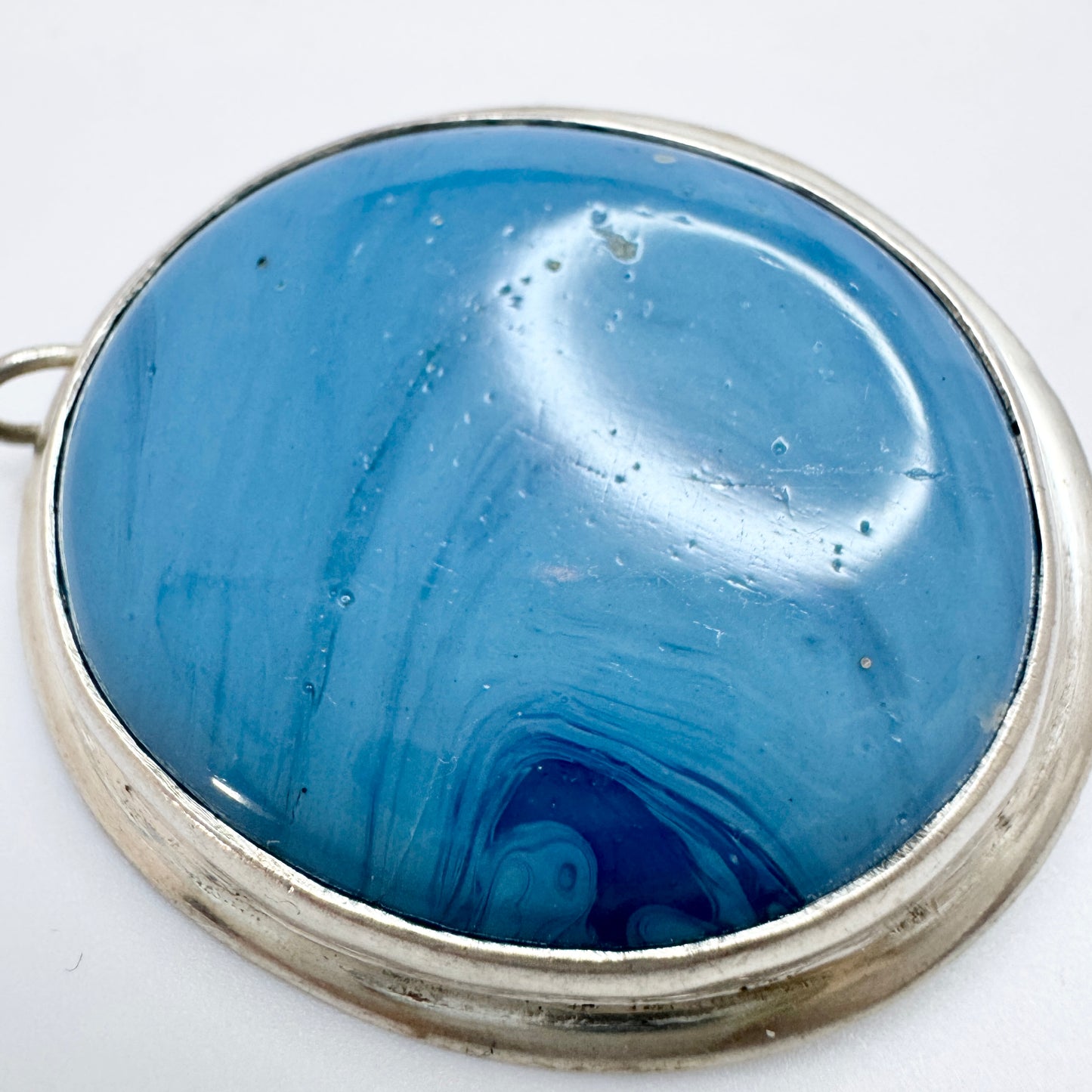 Anna Greta Mossbäck, Sweden 1964. Vintage Sterling Silver Bergslagen-stone Brooch Pendant.