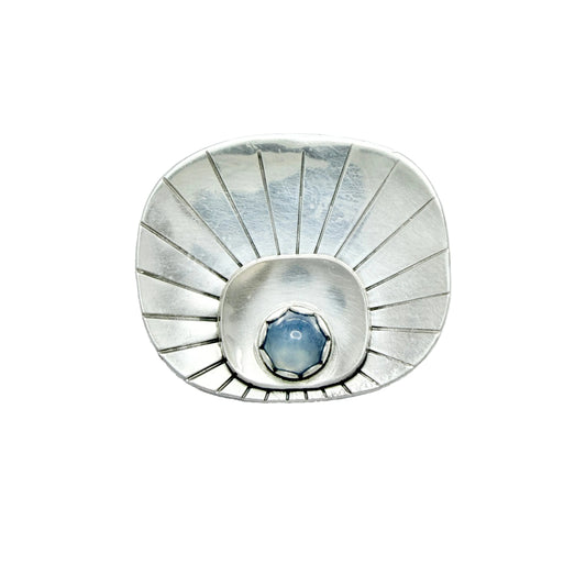 Alton, Sweden 1959. Vintage Solid Silver Chalcedony Brooch.
