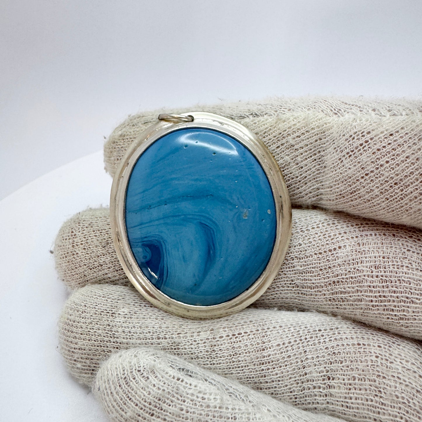 Anna Greta Mossbäck, Sweden 1964. Vintage Sterling Silver Bergslagen-stone Brooch Pendant.