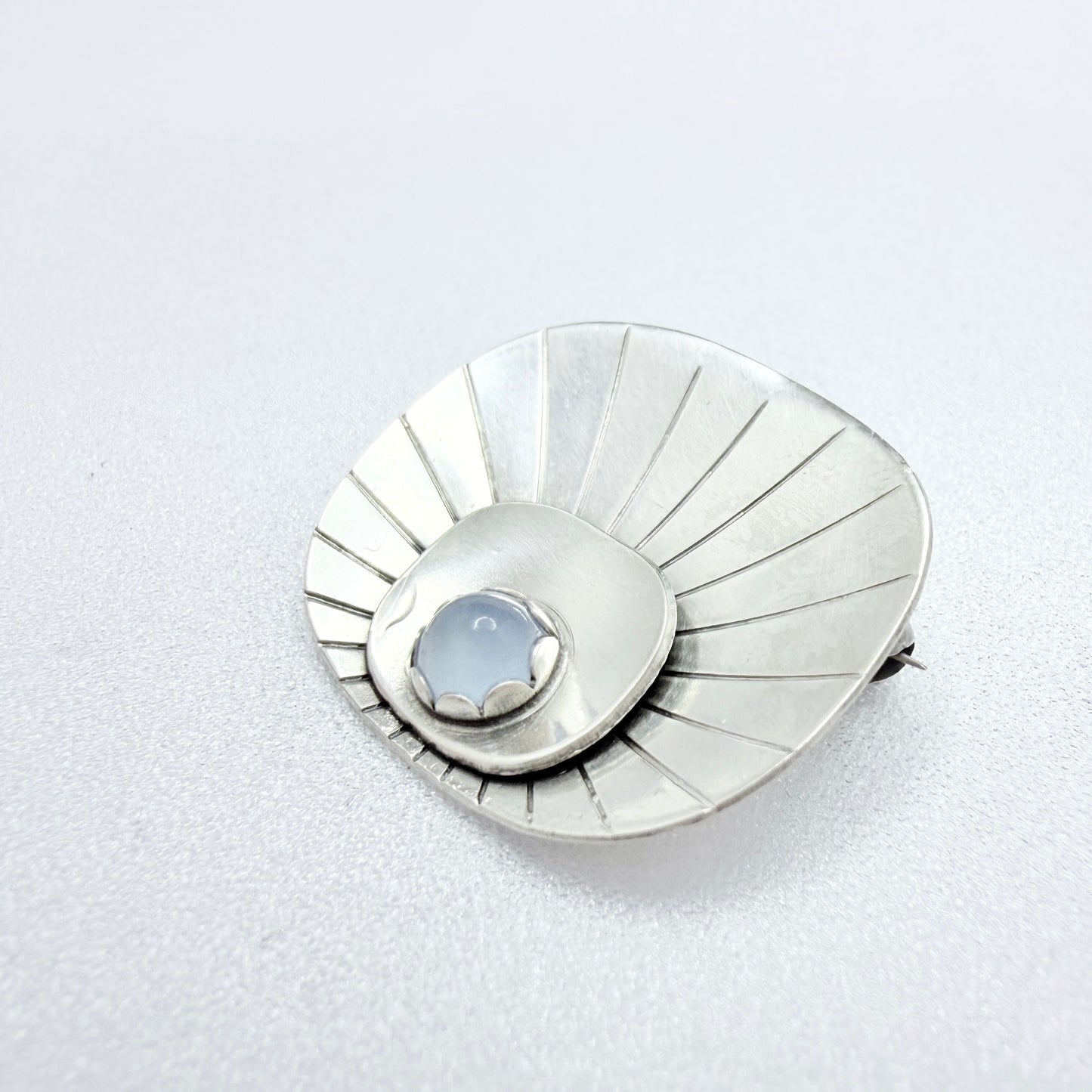 Alton, Sweden 1959. Vintage Solid Silver Chalcedony Brooch.