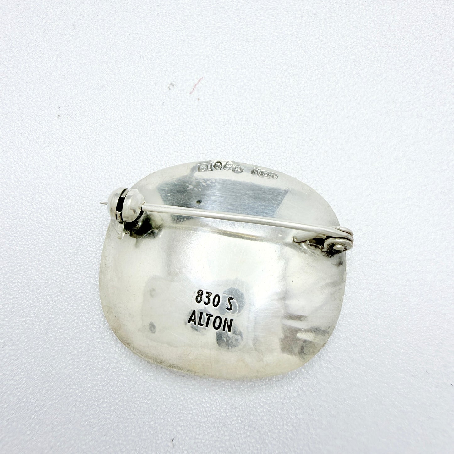 Alton, Sweden 1959. Vintage Solid Silver Chalcedony Brooch.