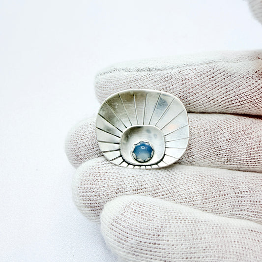 Alton, Sweden 1959. Vintage Solid Silver Chalcedony Brooch.