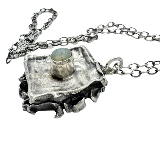 Jens Guðjónsson, Iceland. Vintage Brutalist Sterling Silver Pendant Necklace.