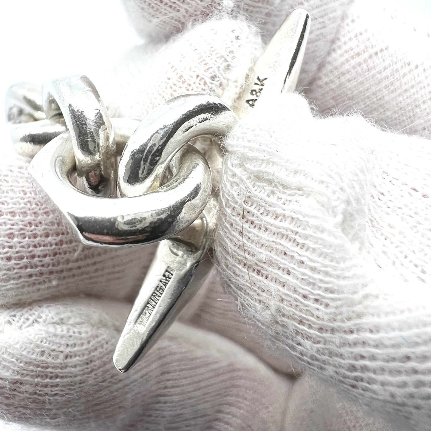 Aarre & Krogh, Denmark c 1960s Massive Sterling Silver Bracelet w Ball Charm.