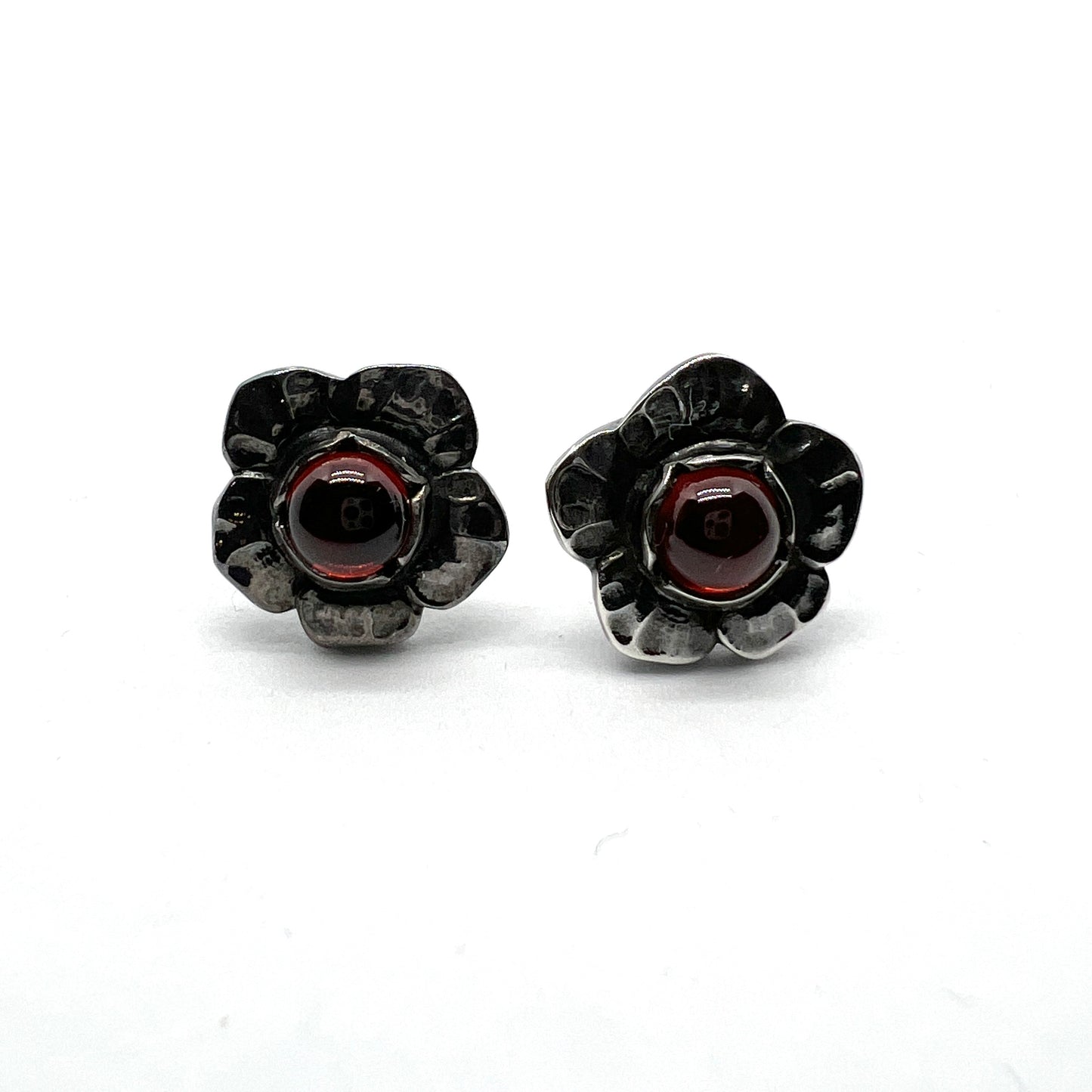 Georg Jensen, Denmark. Vintage Sterling Silver Garnet Earrings. Heritage Collection year 2002.