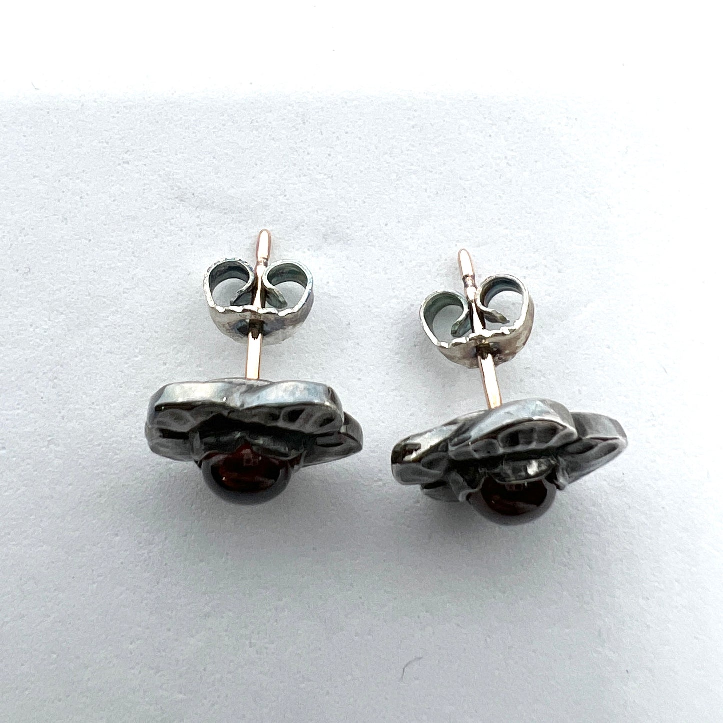 Georg Jensen, Denmark. Vintage Sterling Silver Garnet Earrings. Heritage Collection year 2002.