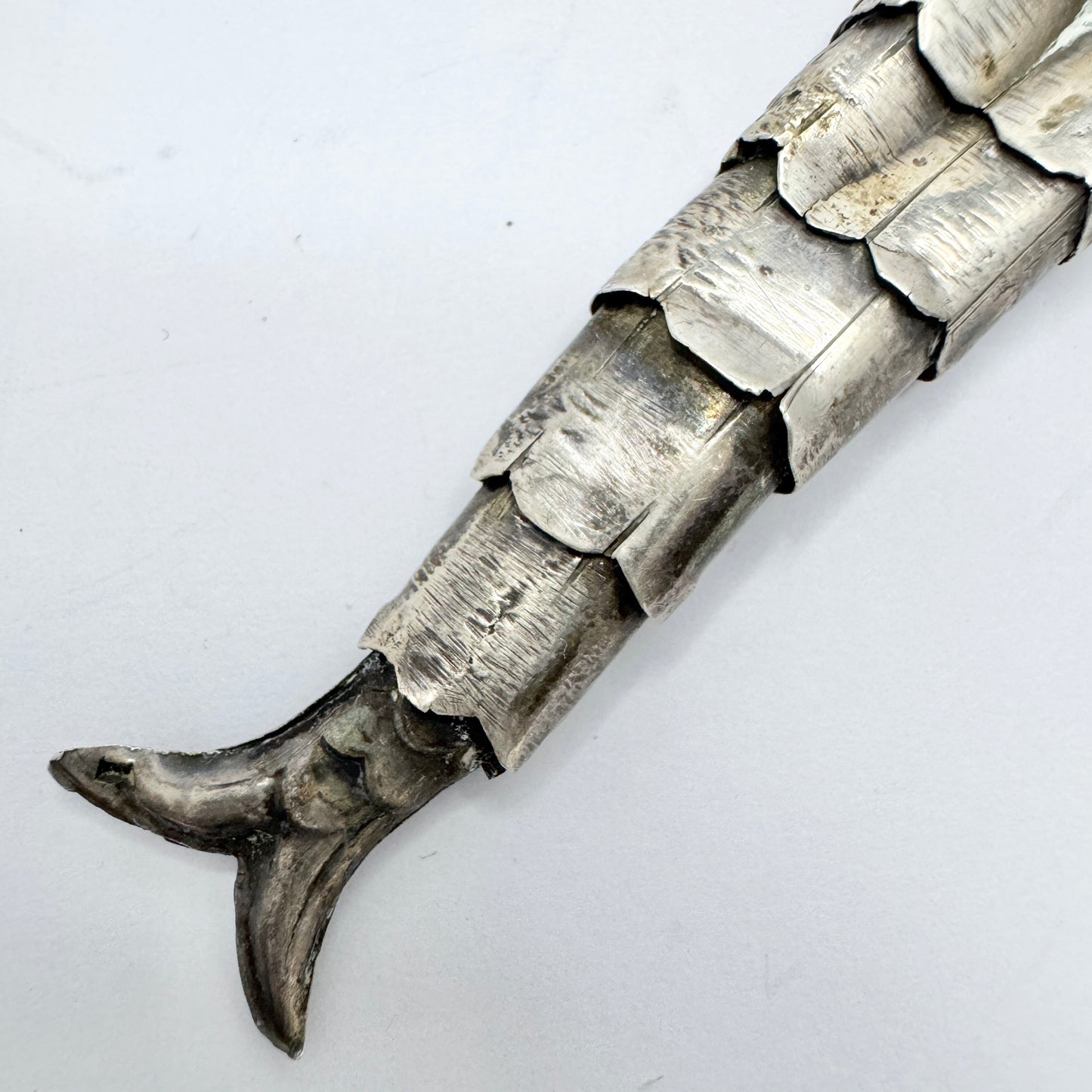 Vintage Solid Silver Turquoise Wiggle Fish Pendant.