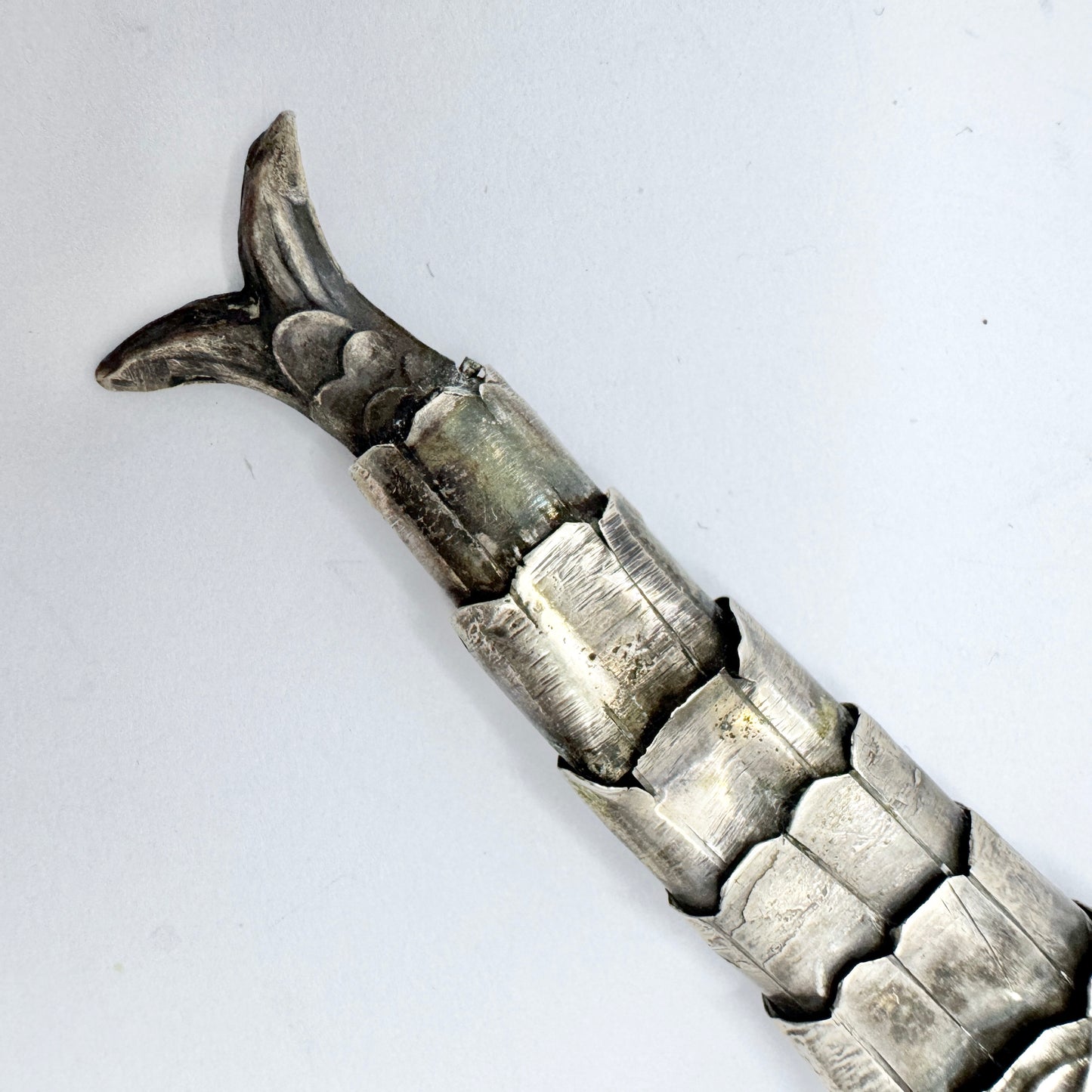 Vintage Solid Silver Turquoise Wiggle Fish Pendant.