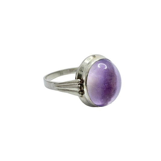 Swedish Import 1960s. Solid Silver Pale Amethyst Ring.